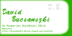 david bucsanszki business card